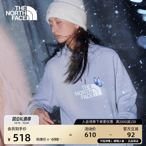 北面女同款印花运动卫衣