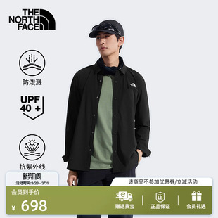 防泼水户外TheNorthFace 男轻薄时尚 4NCQ 衬衫 北面UPF防晒衣长袖