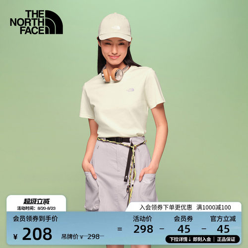 北面短袖T恤女纯棉印花运动上衣户外透气新款TheNorthFace|8JSN