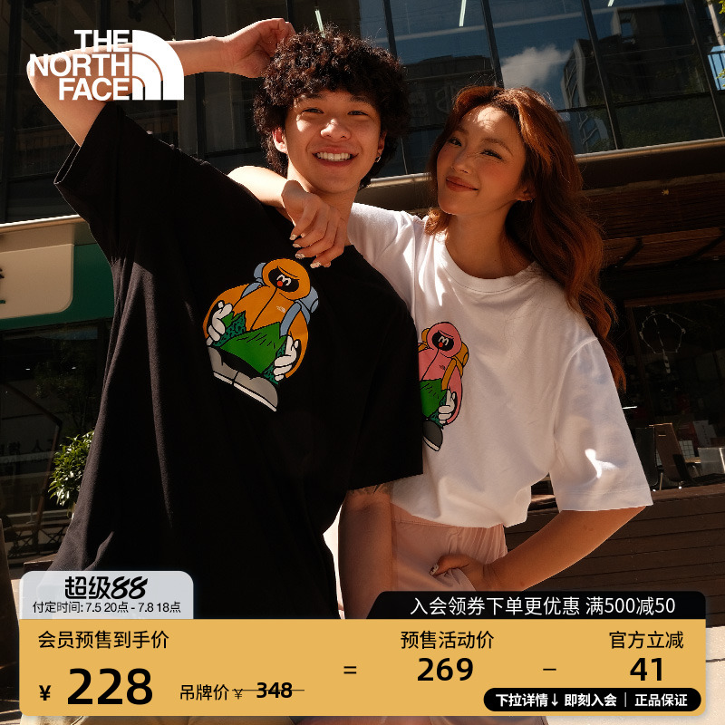 北面男女同款印花纯棉短袖T恤