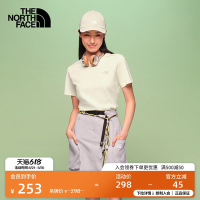北面短袖T恤女纯棉印花运动上衣户外透气新款TheNorthFace|8JSN
