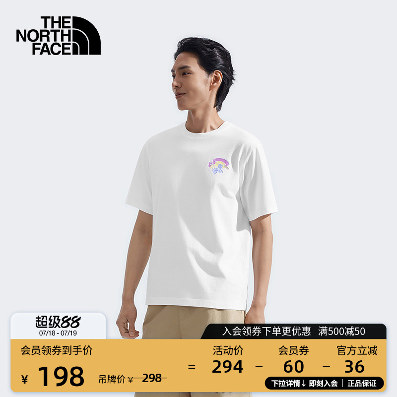 北面男女同款纯棉印花短袖T恤