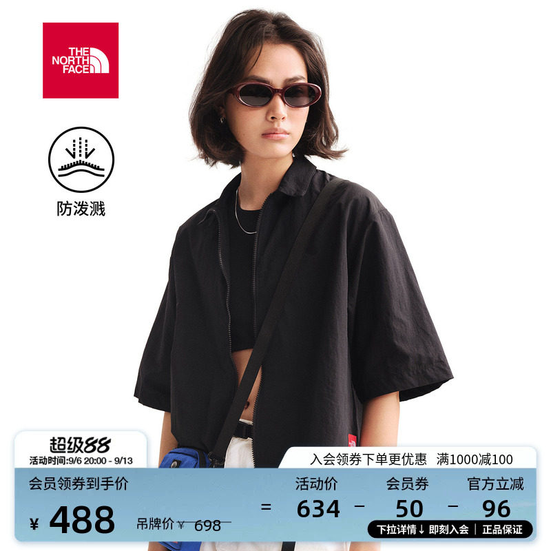 北面Red Box短袖衬衫女落肩宽松户外防泼水新款TheNorthFace|8FHB图片