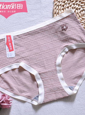 彩田中腰提花棉莫15805格纹无痕边高级大牌10A抑菌石墨烯女内裤