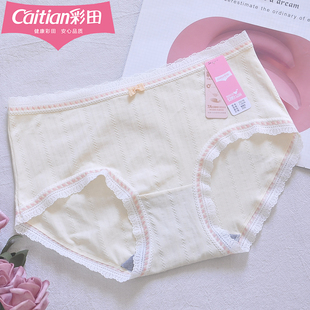 彩田中腰提花棉莫混纺15170少女内裤 甜美透气7A石墨烯抑菌蕾丝边