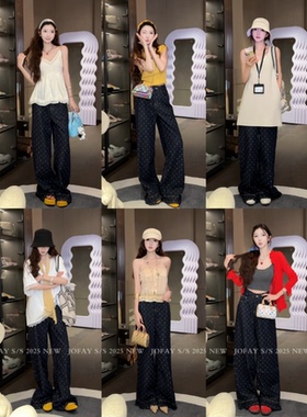 【CHASINGLIGHT】波点花边阔腿牛仔裤 F-K1575