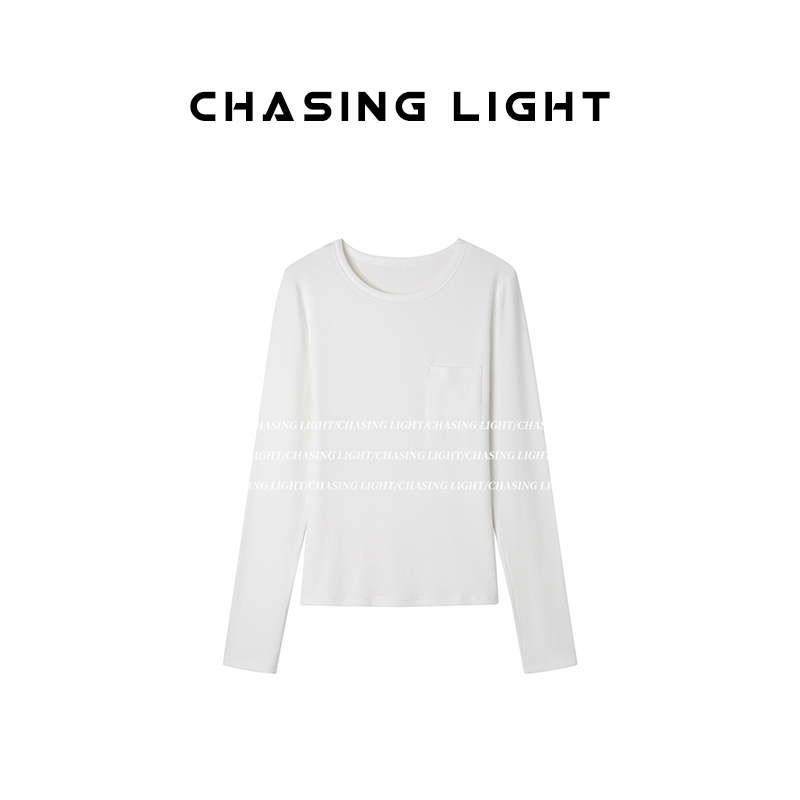 小侨Jofay|懒人city|设计感纯色口袋圆领T恤女2025新款打底上衣