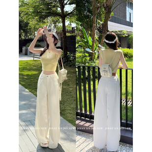 子 小侨Jofay 极简松弛高腰牛仔裤 女2025新款 宽松阔腿小个子白色裤