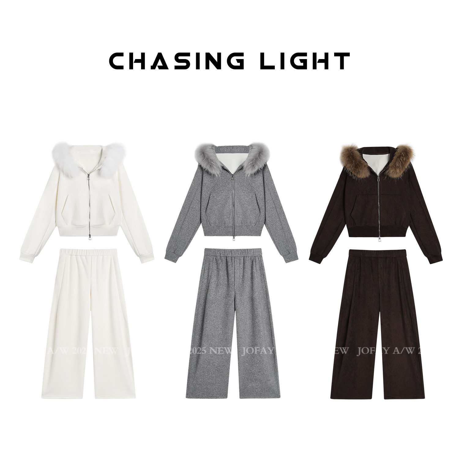 小侨jofay 冬日舒适区 貉子毛连帽拉链加绒加厚卫衣卫裤套装女,女装/女士精品,时尚套装,淘宝优惠券,粉丝福利购,淘宝优惠卷