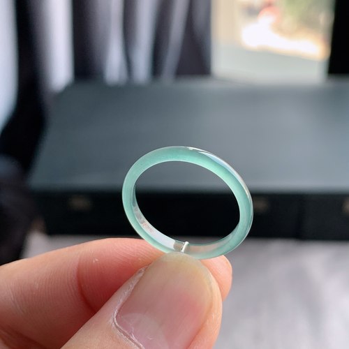 天然A货冰种翡翠白月光戒指