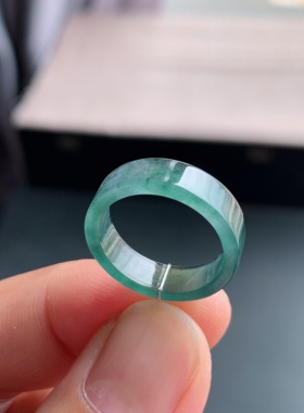 天然A货翡翠 冰种14号牛仔蓝方戒戒指指环戒圈尾戒素圈22600581