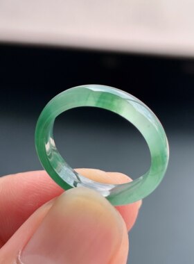 天然A货冰种14号翡翠素圈戒指