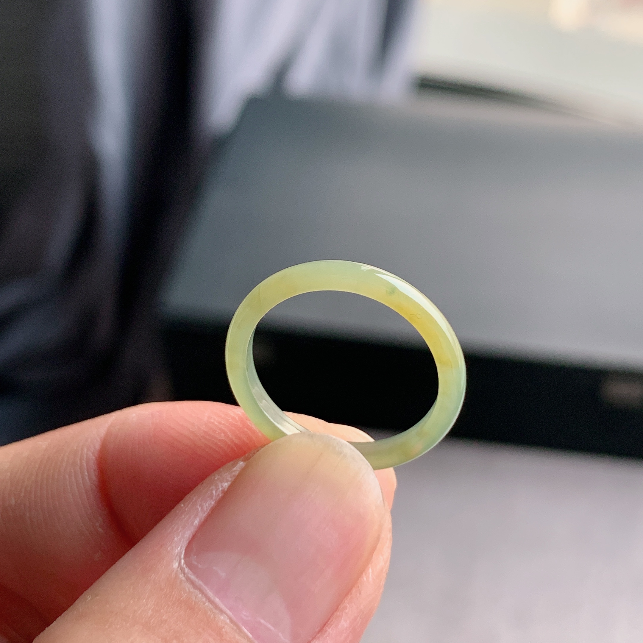 天然A货翡翠冰糯种12号黄翡戒指