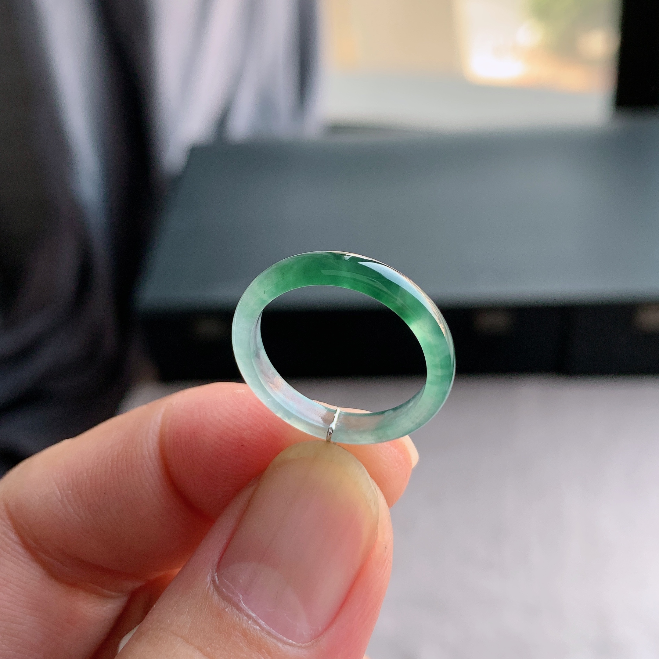 天然A货翡翠14号冰飘花戒指