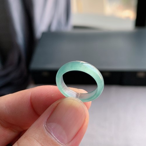 天然A货翡翠冰种9号白月光戒指