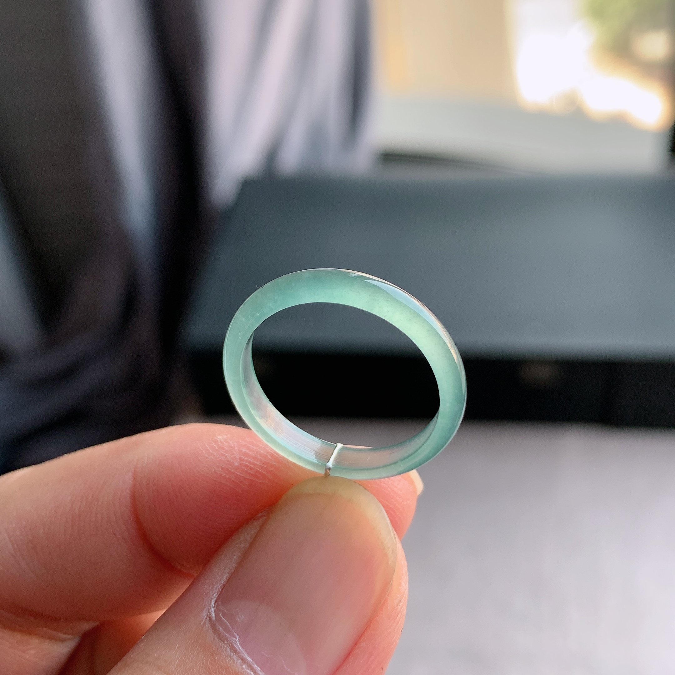 天然A货翡翠冰种16号白月光戒指