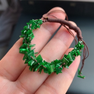 缅甸天然A货翡翠 手链L14 满绿辣绿岁岁平安女式