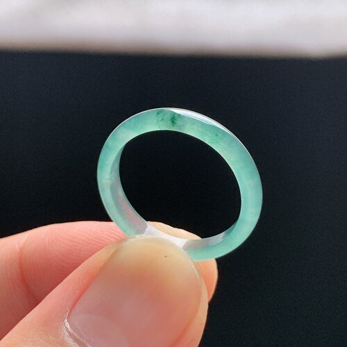 天然A货冰种14号翡翠素圈戒指