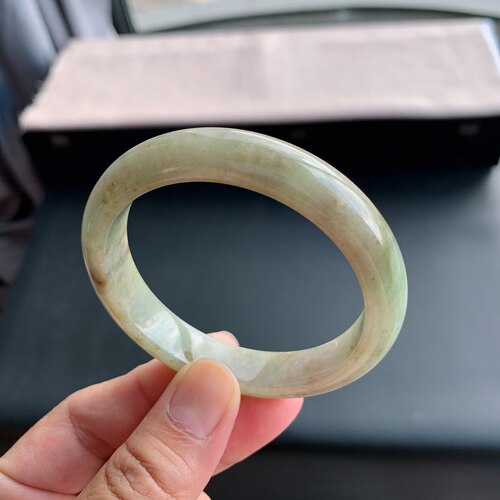 缅甸A货翡翠黄翡正圈手镯58圈