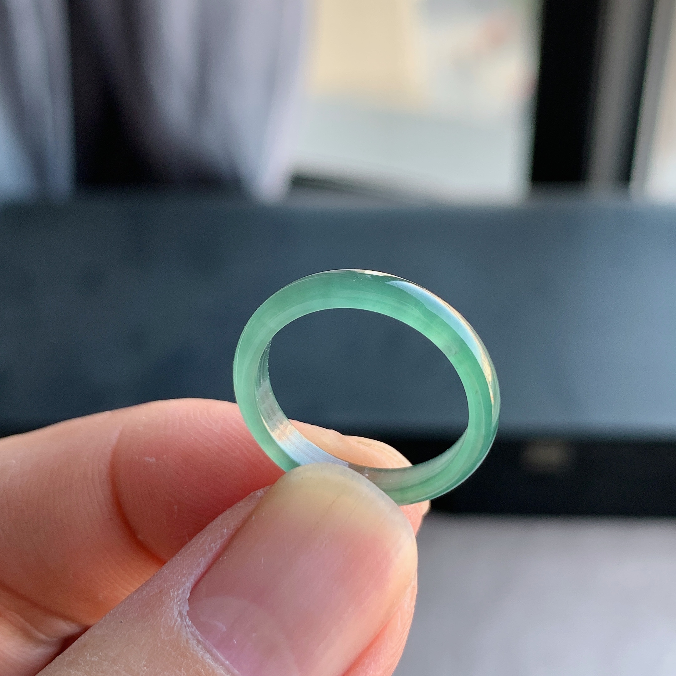 天然A货翡翠冰种13号晴水绿戒指