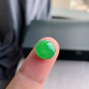 缅甸天然A货翡翠 冰糯种满绿阳绿蛋面戒面L14