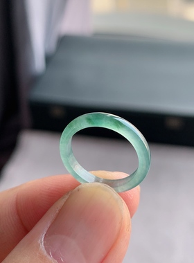 天然A货翡翠 冰种9号冰飘花男女戒指指环素圈戒圈尾戒XGA2