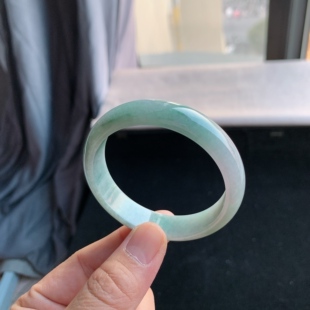 缅甸天然A货翡翠 55圈口奶奶灰正圈手镯玉镯T06