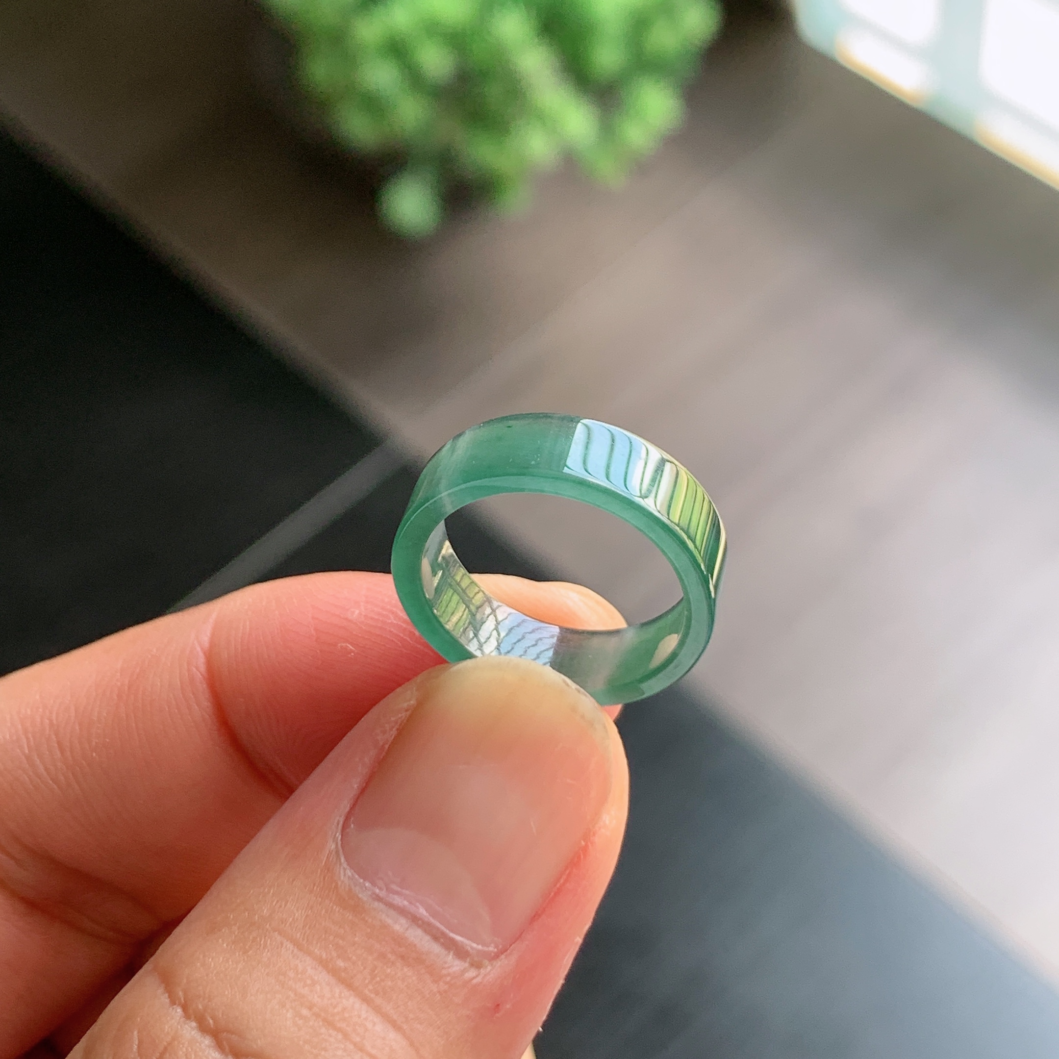 天然A货翡翠10号湖水蓝方戒