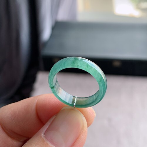 天然A货冰种牛仔蓝翡翠戒指