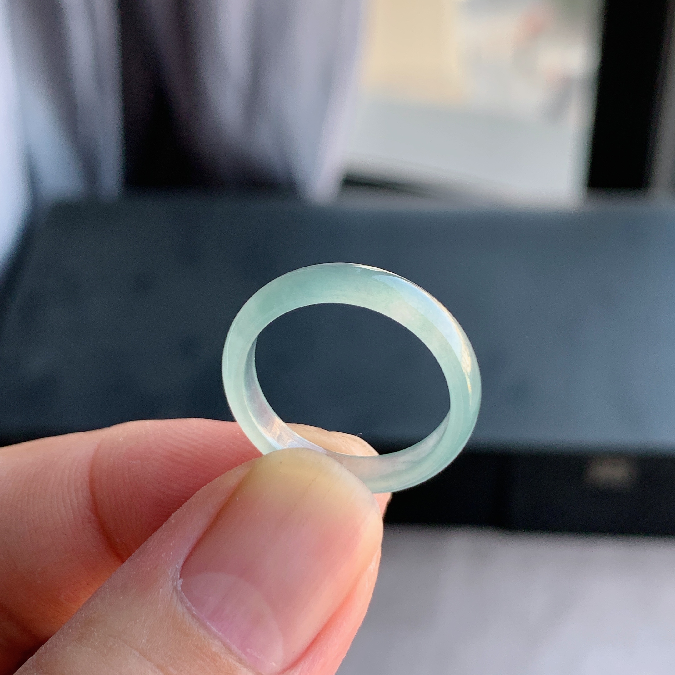 天然A货翡翠冰种17号白月光戒指