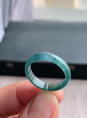 天然A货翡翠 冰种23号牛仔蓝戒指指环戒圈尾戒素圈100500499