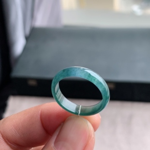天然A货翡翠 冰种23号牛仔蓝戒指指环戒圈尾戒素圈100500499