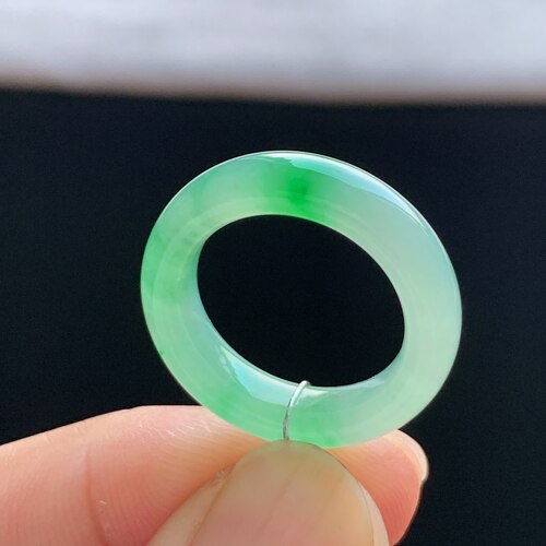 缅甸A货冰糯飘阳绿翡翠戒指