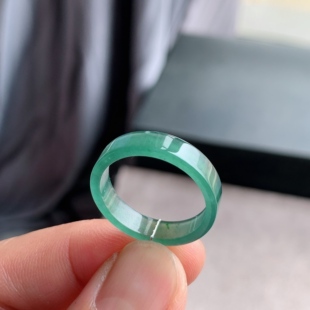天然A货翡翠 冰种23号湖水绿方戒戒指指环戒圈20900698