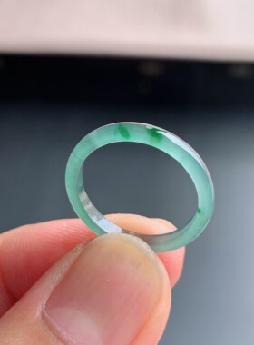 天然A货翡翠冰种13号素圈戒指