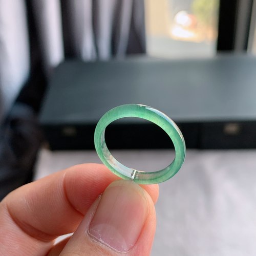 天然A货翡翠冰种20号晴水绿戒指