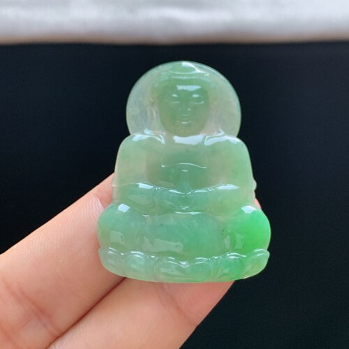 缅甸天然A货满绿翡翠观音吊坠