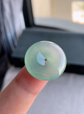 缅甸天然A货翡翠 冰糯种晴水绿平安扣14518-5挂件吊坠L22