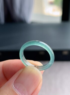 天然A货翡翠冰种15号天空蓝戒指