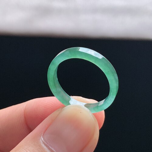 天然A货冰种晴水绿翡翠方戒