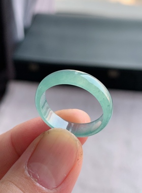 天然A货翡翠 冰种21号天空蓝男女戒指指环素圈戒圈尾戒XFE6