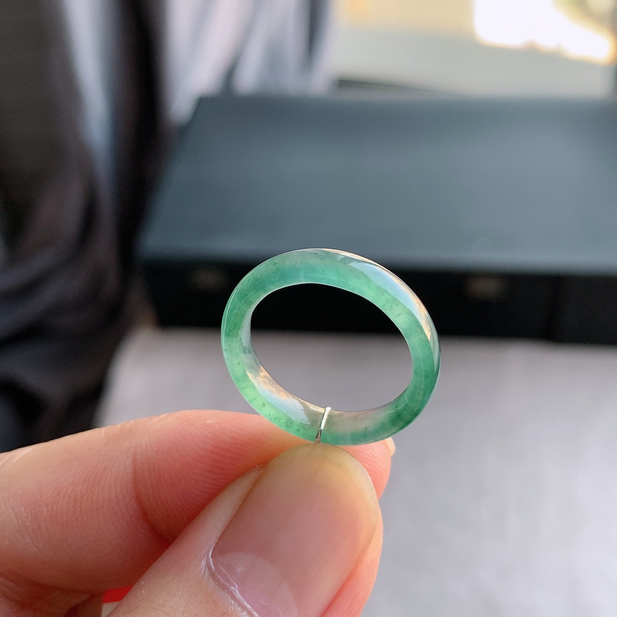 天然A货翡翠14号冰飘花戒指