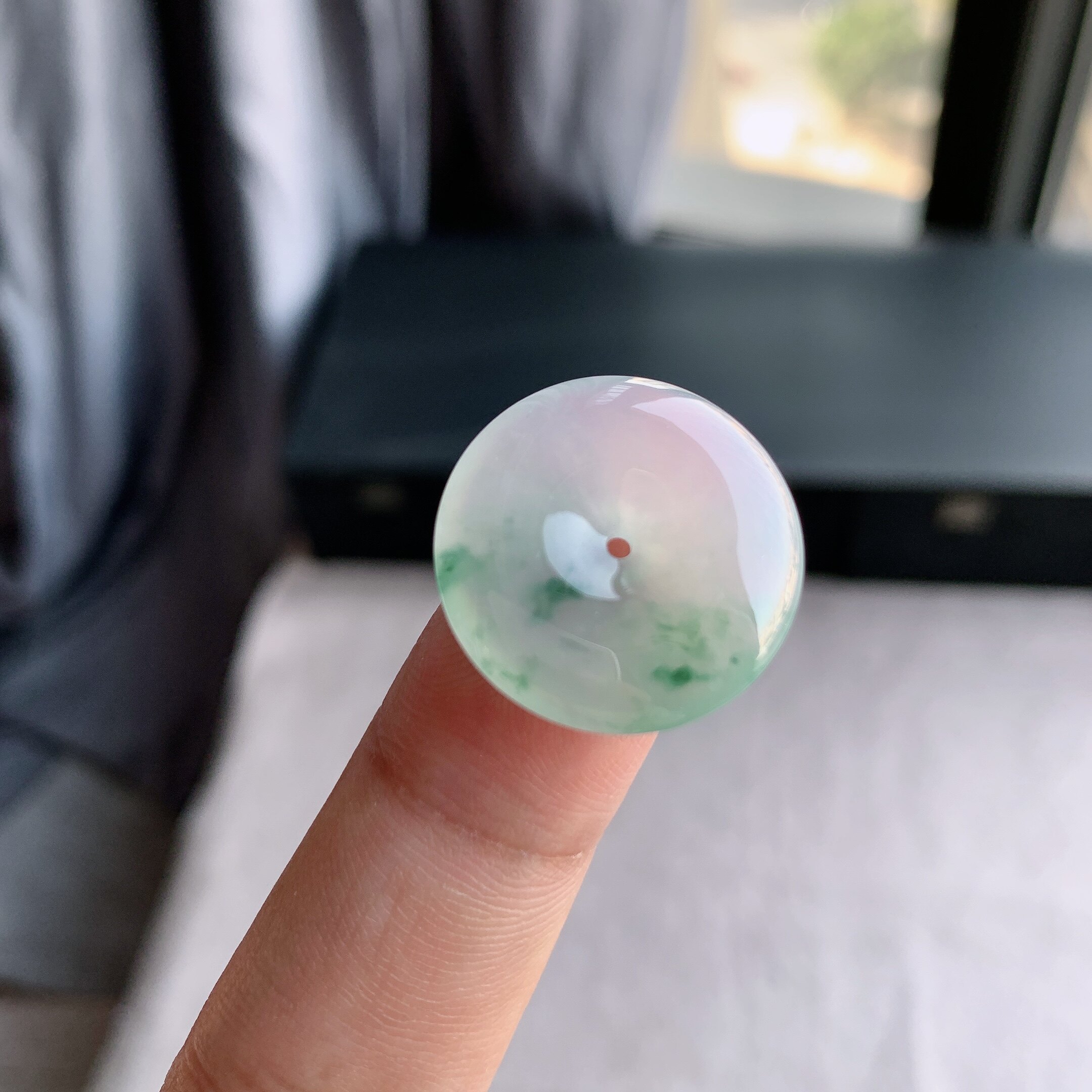 缅甸天然A货翡翠冰种冰飘花吊坠