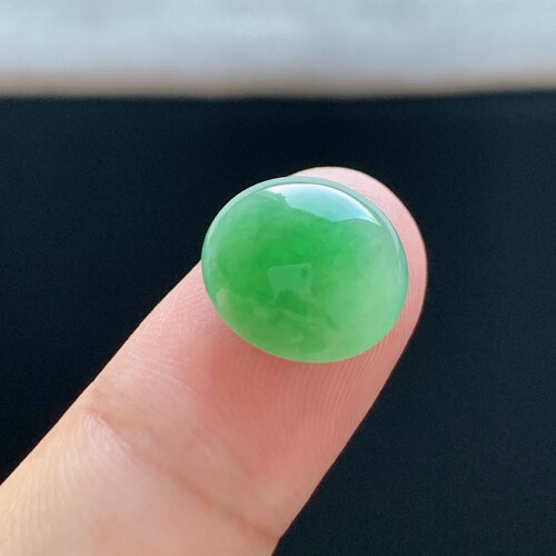 缅甸A货冰糯果绿翡翠蛋面戒面