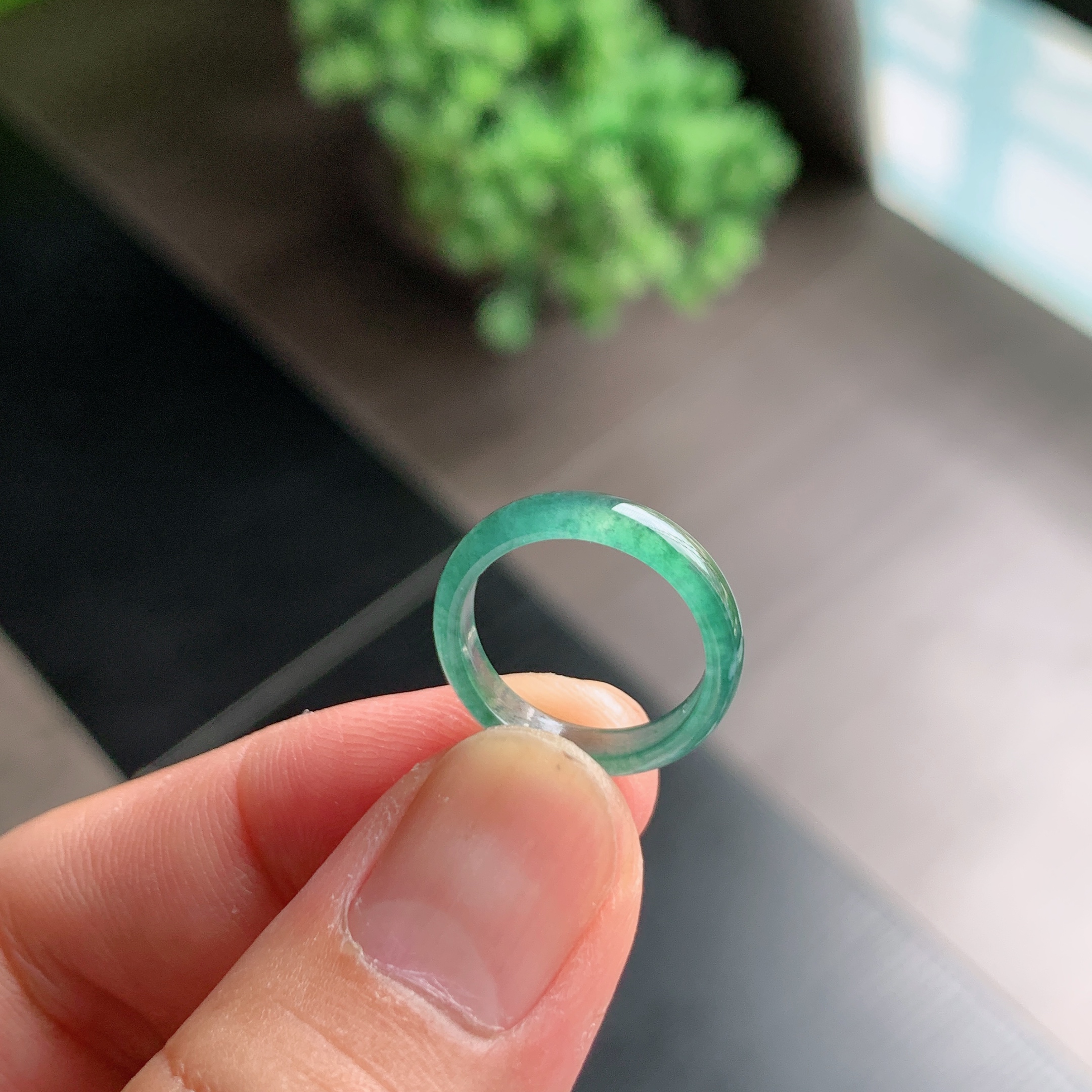 天然A货翡翠冰种9号牛仔蓝戒指