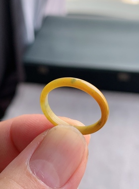 天然A货翡翠 冰糯种14号黄翡男女戒指指环素圈戒圈尾戒XGD2