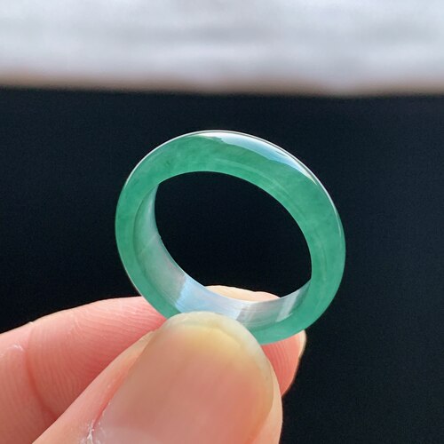 天然A货冰种14号翡翠素圈戒指