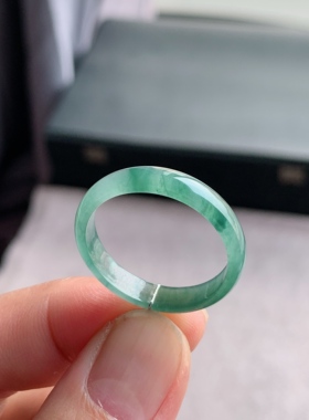 天然A货翡翠 冰种31号冰飘花戒指指环戒圈120300971