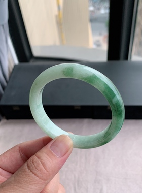 缅甸天然A货翡翠 58圈口飘花正圈601016手镯玉镯L15