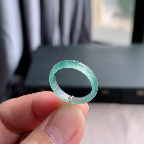 天然A货冰种翡翠飘花戒指
